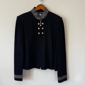 St. John Evening Embellished Black and Gold Jacket Size 8